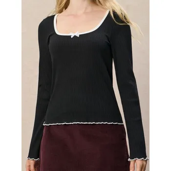 Sinsay - Tričko s dlouhými rukávy - černá - 615EU-99X - 615EU-99X-S