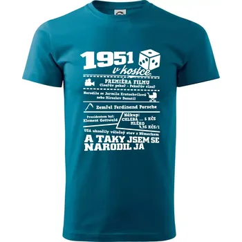 Pánské tričko 1951 v kostce - Klasické pánské triko vyšší gramáže - S ( Petrolejová )