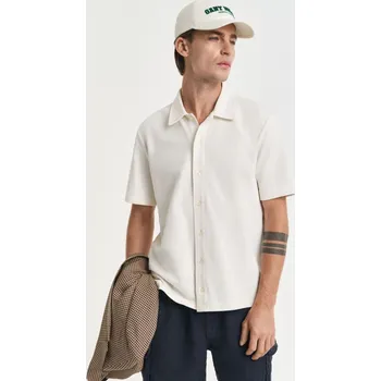 Pánská košile POLOKOŠILE GANT TEXTURED SS SHIRT CREAM