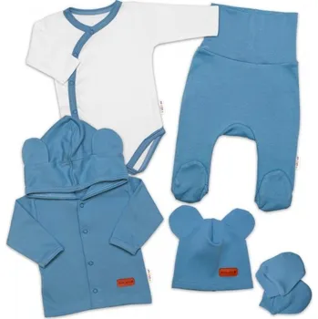 Kojenecké oblečení Baby Nellys Made With Love 5dílná bavlněná souprava modrá
