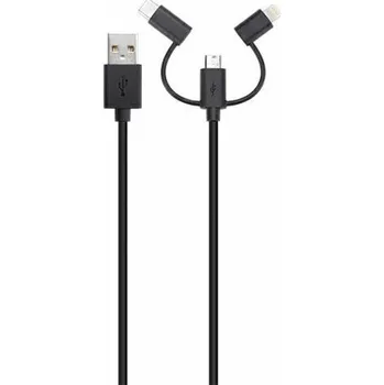 Datový kabel Xqisit USB-A - USB-C + microUSB + Lightning kabel 1 m Černý
