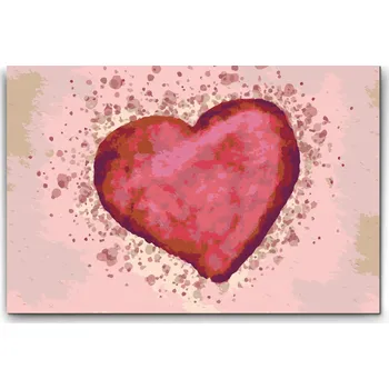 Malování podle čísel - Červené srdce Velikost: 40x60cm, Rámování: Pouze srolované plátno