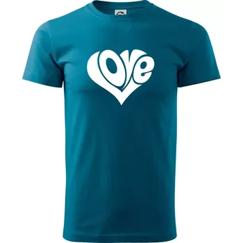 Love nápis jednoduchý - Klasické pánské triko vyšší gramáže - M ( Petrolejová )