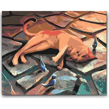 Malování podle čísel - Hravá kočka Velikost: 30x40cm, Rámování: Pouze srolované plátno