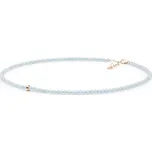 ANNA PERLY Elegantní akvamarínový náhrdelník s růžově pozlaceným detailem