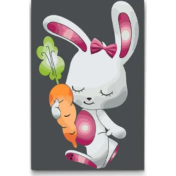 Malování podle čísel - Zajíček s růžovými oušky Velikost: 40x60cm, Rámování: Pouze srolované plátno