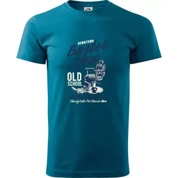 Downtown Barbershop - Klasické pánské triko vyšší gramáže - XS ( Petrolejová )
