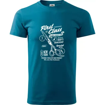 First Class Barber - Klasické pánské triko vyšší gramáže - XS ( Petrolejová )