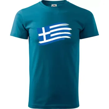 Řecko vlajka - štětkou - Klasické pánské triko vyšší gramáže - XS ( Petrolejová )