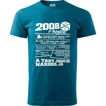 Pánské tričko 2008 v kostce - Klasické pánské triko vyšší gramáže - S ( Petrolejová )