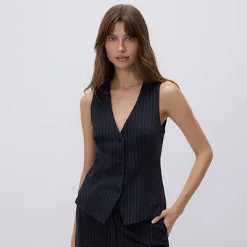 Reserved - Vypasovaná vesta s lnem - tmavě šedá - 476GA-90X - 476GA-90X-XL