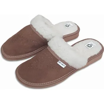 Dámská zimní obuv Pantofle dámské kožené s ovčí vlnou 42