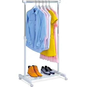 Věšák Autronic Stojan na šaty s odkladačem na boty chrom / bílá