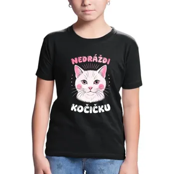 Žertovný předmět Nedráždi kočičku - dětské tričko s potiskem- Tričkový.cz