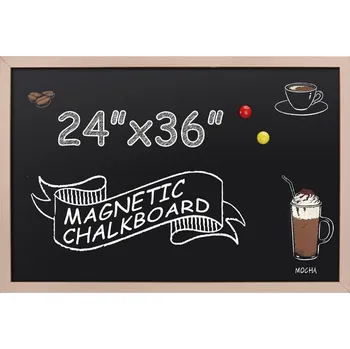 Kancelářský nábytek CLASSIC Magnetická černá tabule na křídy v dřevěném rámu 86x56 cm