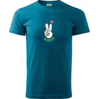 Victory ruka - not war - Klasické pánské triko vyšší gramáže - XS ( Petrolejová )