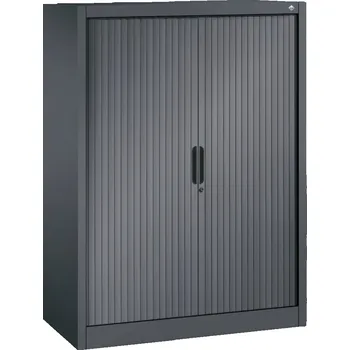 Jednací stůl Žaluziová skříň do kanceláře C+P Omnispace, sideboard, 1000 x 420 x 1345 mm, černošedá