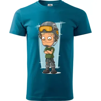 Pánské tričko Vesmírný voják denim - Klasické pánské triko vyšší gramáže - S ( Petrolejová )