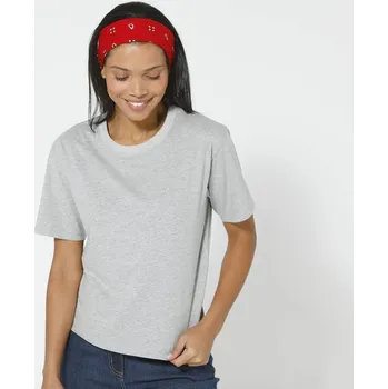 Dámské tričko Volné tričko s krátkými rukávy šedý melír 34/36