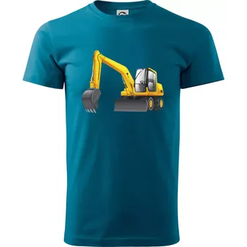 Pánské tričko Bagr bez nápisu ze předu - Klasické pánské triko vyšší gramáže - 4XL ( Petrolejová )