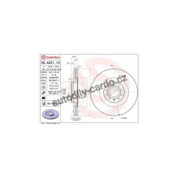 Brzdový kotouč Brzdový kotouč BREMBO 09.A201.10 - AUDI, VW