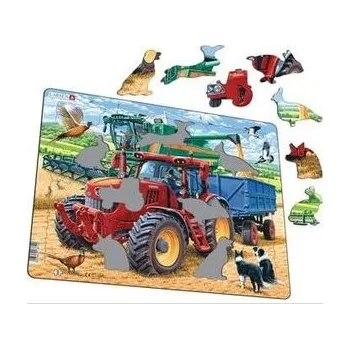Puzzle Układanka Kombajn i ciągnik - Żniwa w polu
