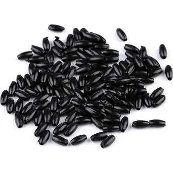 Dětské navlékací korálky Plastové voskové korálky / perly Glance rýže 3x6 mm, malé, 6 černá