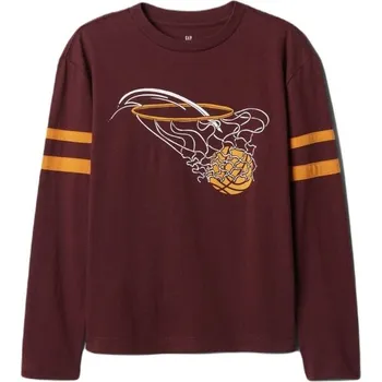 Chlapecké tričko Chlapecké tričko GAP V-LS VARSITY S Vínová, Oranžová, Bílá