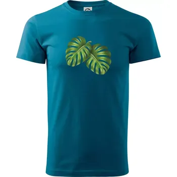 Pánské oblečení Monstera - dva listy - Klasické pánské triko vyšší gramáže - XS ( Petrolejová )