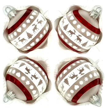 Vánoční ozdoba Irisa Skleněné vánoční koule 7 cm „Severská pohádka“ ( sada 4 ks ) Velikost: 7 cm, Balení: 4ks, Barva: bílá