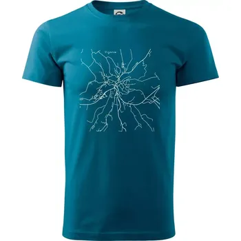 Černobílá mapa Vizovice - Klasické pánské triko vyšší gramáže - M ( Petrolejová )