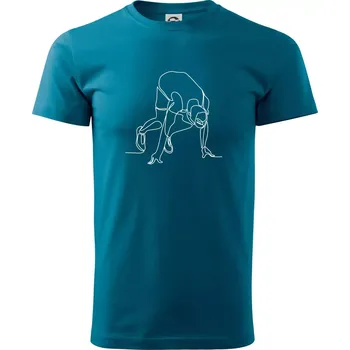 Pánské tričko Běžec na startu jedním tahem - Klasické pánské triko vyšší gramáže - S ( Petrolejová )