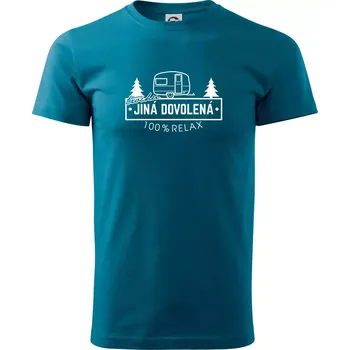 Trochu jiná dovolená karavan - Klasické pánské triko vyšší gramáže - XS ( Petrolejová )