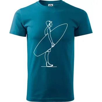 Pánské tričko Surfař stojící jedním tahem - Klasické pánské triko vyšší gramáže - 4XL ( Petrolejová )