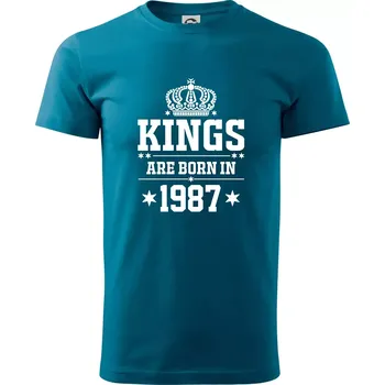 Pánské tričko Kings are born in 1987 - Klasické pánské triko vyšší gramáže - XS ( Petrolejová )