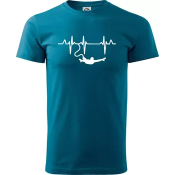 EKG bungee jumping - Klasické pánské triko vyšší gramáže - M ( Petrolejová )