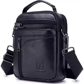 Bullcaptain pánská kožená taška messenger Amaro Černá 3L