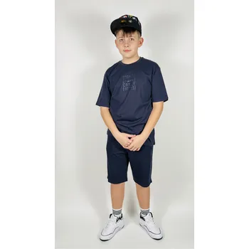 Reporter Young | Chlapecké tmavě modré krátké teplákové šortky s nášivkou - Barva TMAVĚ MODRÁ, Velikost 146 243-0113B-20-480-1