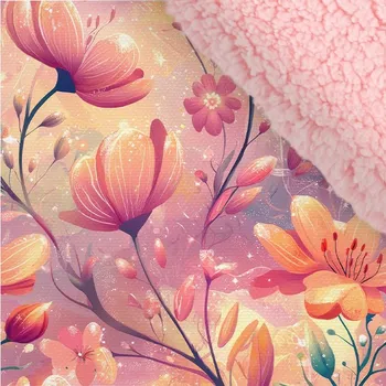 Zimní softshell s baby pink beránkem premium 20000 / 10000 pohádkové růžové květiny