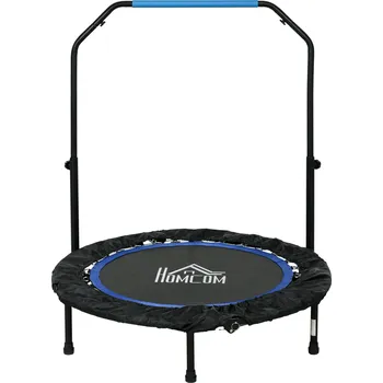 Trampolína HOMCOM Fitness trampolína SPORTNOW 102 cm s výškově nastavitelnými řídítky a LCD monitorem, nosnost až 100 kg, skládací, robustní ocelový rám, modrá | Aosom.de