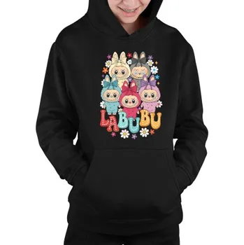 Žertovný předmět Panenky Bubu různé barvy – dárek pro fanoušky Labubu - dětská mikina s kapucí- Tričkový.cz