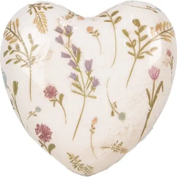 Keramická dekorace srdce s kvítky Floral Cartoon - 11*11*4 cm