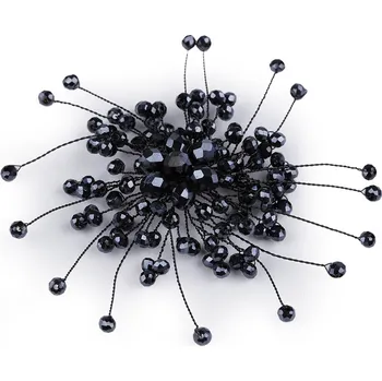 Náramek Brož se skleněnými broušenými korálky Hand made, malé, 6 (88) modrá temná černá