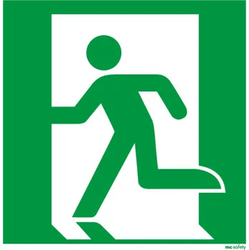 Bezpečnostní tabulka Únikový východ vlevo, ISO 7010, fólie samolepicí, 200 x 200 mm, BJ = 10 kusů