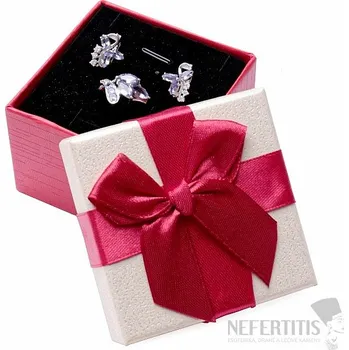 Dárková krabička Papírová dárková krabička s mašlí na prsteny a náušnice 7,4 x 7,4 cm