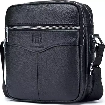 Bullcaptain pánská kožená messenger taška Haude Černá