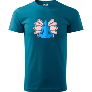 Lilie a budha - Klasické pánské triko vyšší gramáže - XS ( Petrolejová )