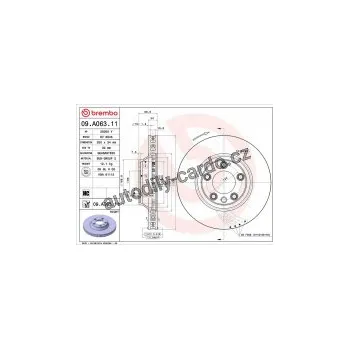 Brzdový kotouč Brzdový kotouč BREMBO 09.A063.11 - AUDI, VW