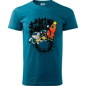 Pá a Pi z kočičí planety (Pecka Design) - Klasické pánské triko vyšší gramáže - M ( Petrolejová )