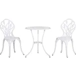 Outsunny sedací souprava pro 2 osoby jídelní set zahradního nábytku se stolem a 2 židlemi, hliníková s otvorem pro slunečník, bílá pro balkon a terasu | Aosom.de